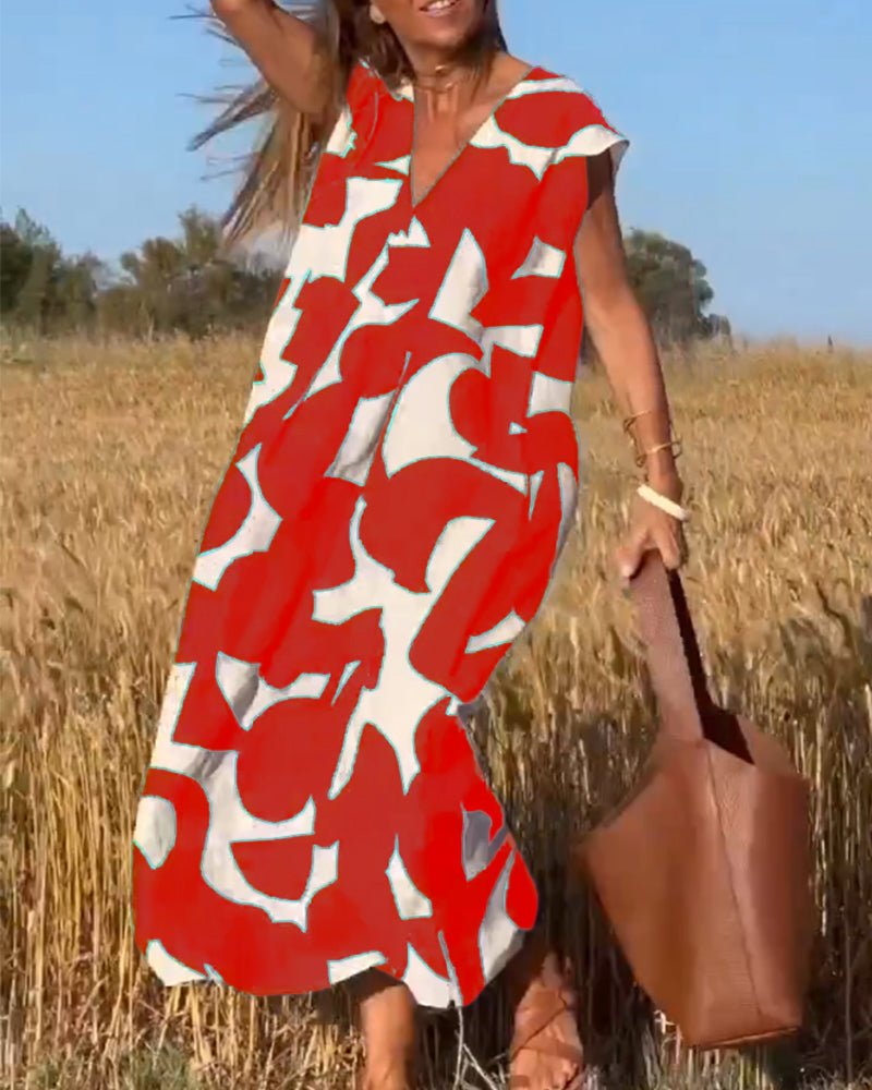 Amelia | Printed V-Neck Dress