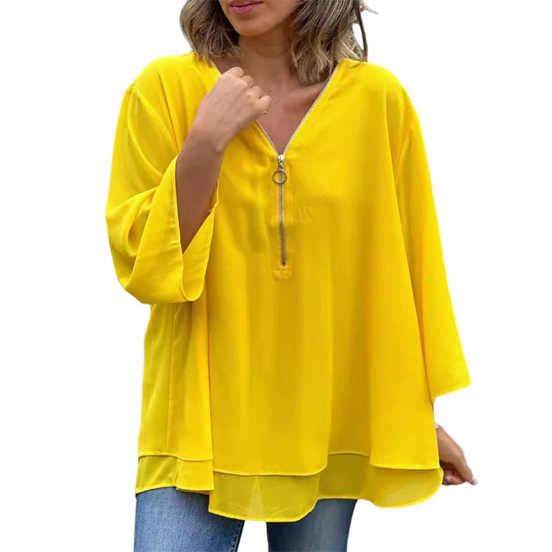 Lorelai | Chiffon Zipper Blouse
